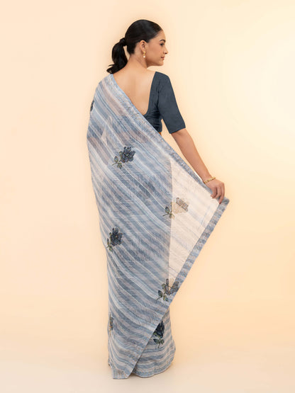 Grey Soft Georgette Saree