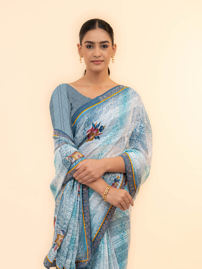 Mint Green Georgette Saree