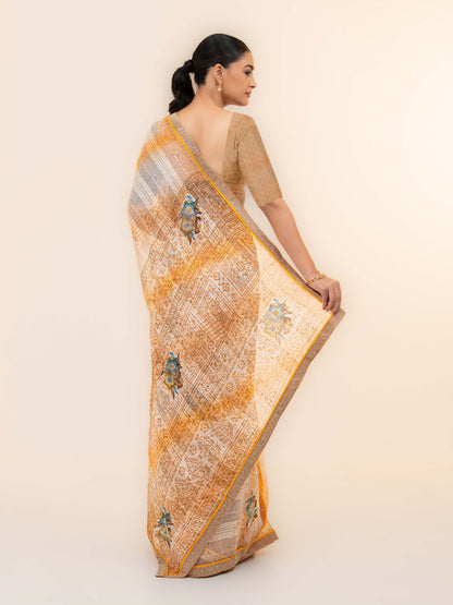 Orange Beige Georgette Saree