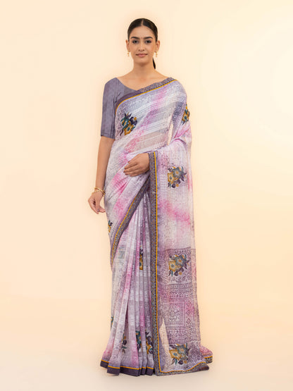 Lavender Georgette Saree