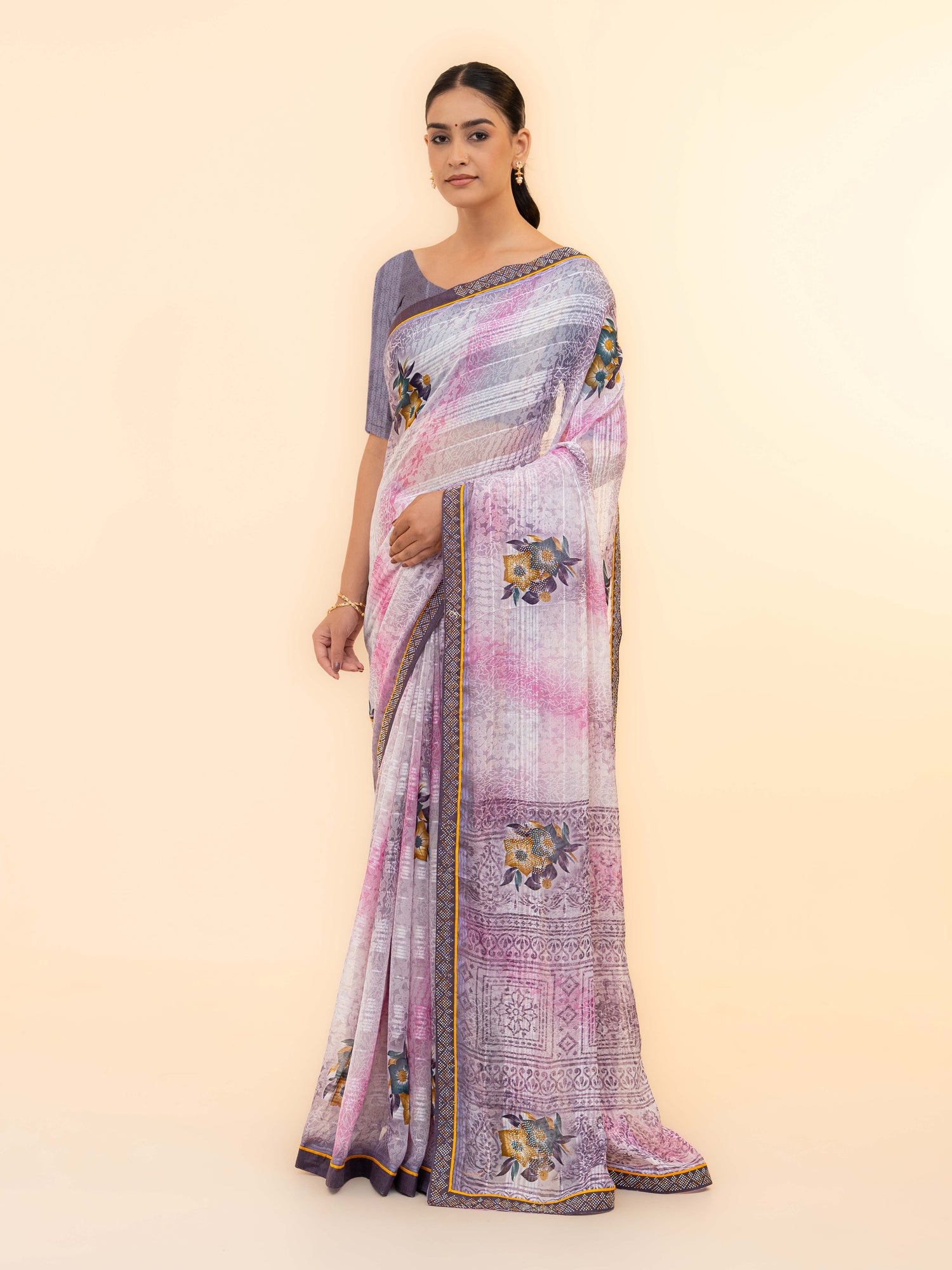 Lavender Georgette Saree