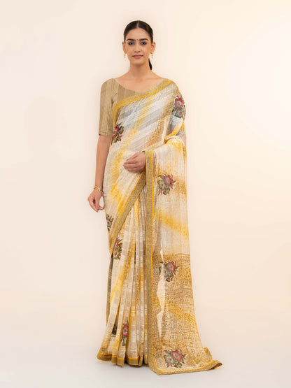 Yellow Georgette Saree