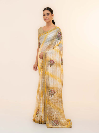 Yellow Georgette Saree