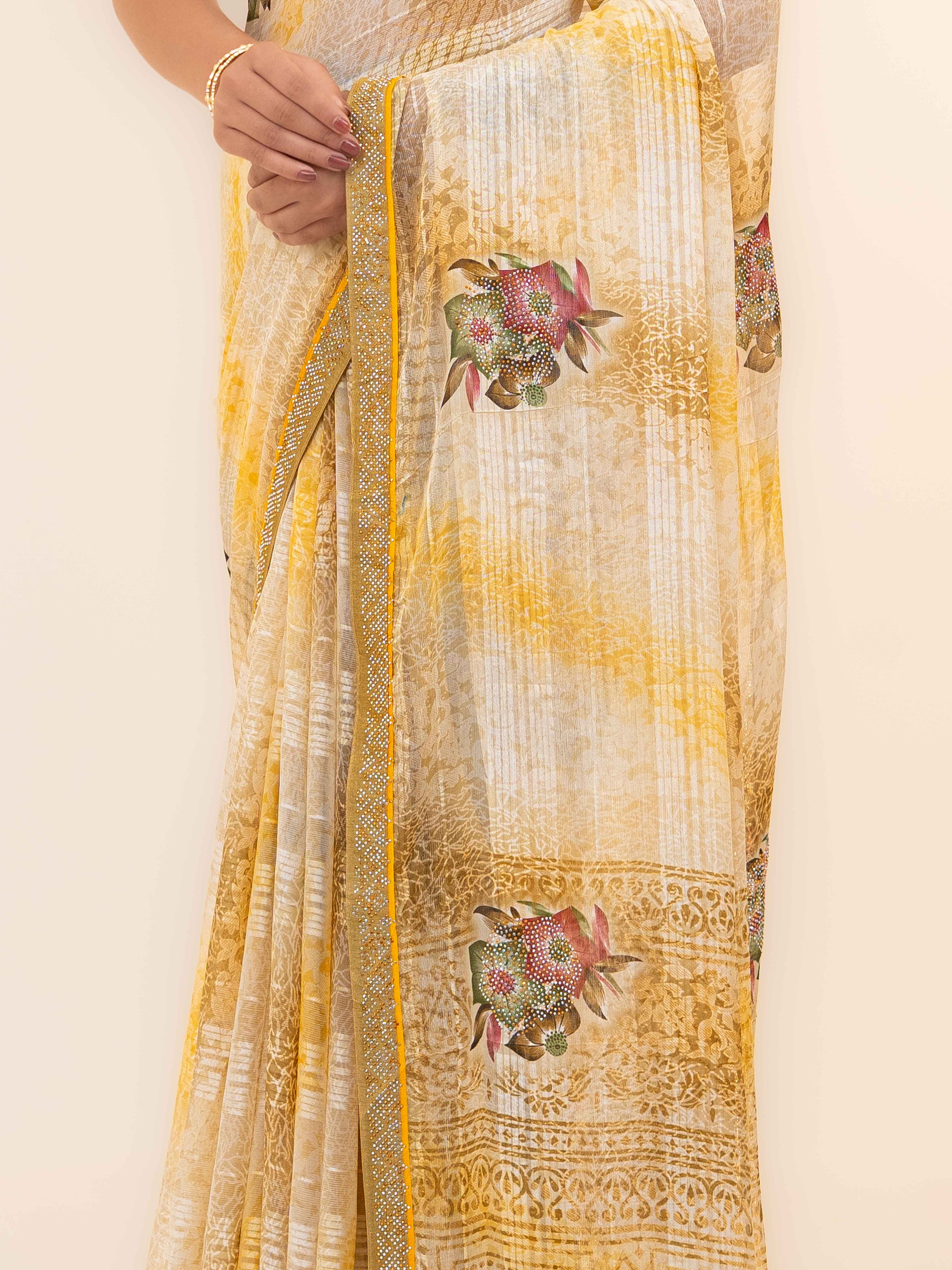 Yellow Georgette Saree