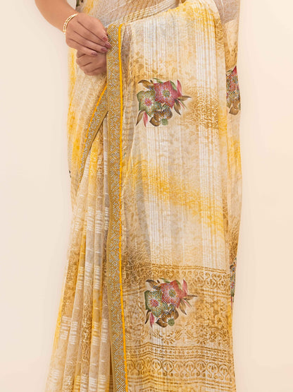 Yellow Georgette Saree