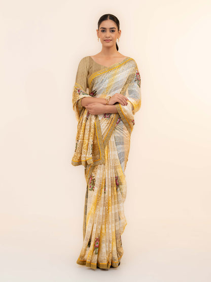 Yellow Georgette Saree