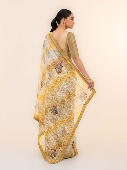 Yellow Georgette Saree