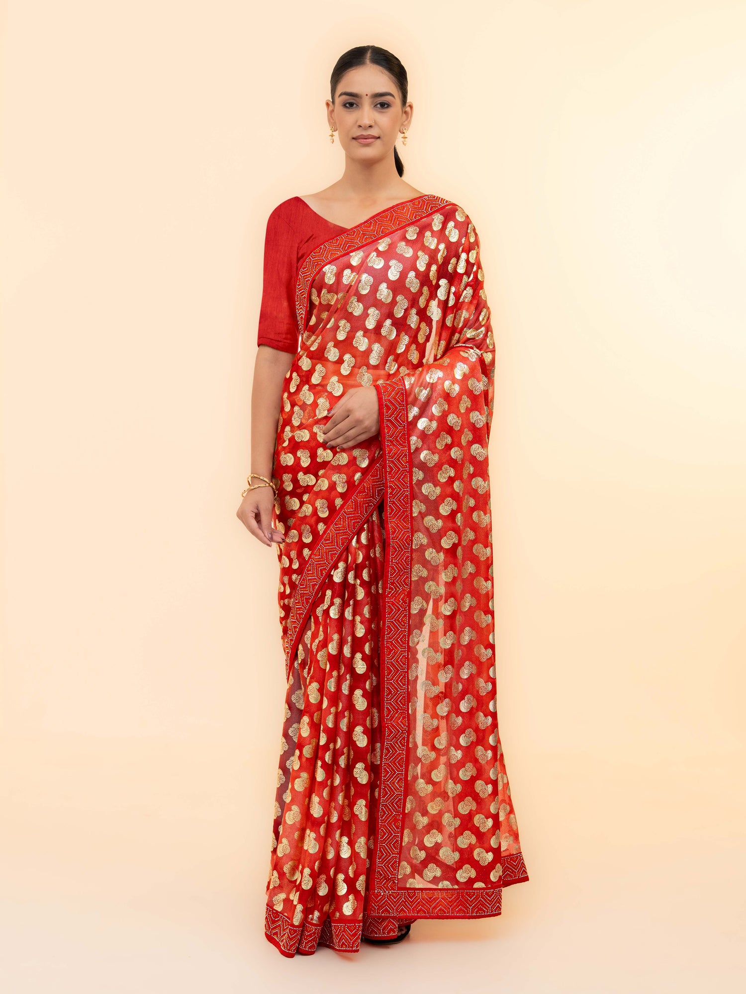 Red Lycra Saree