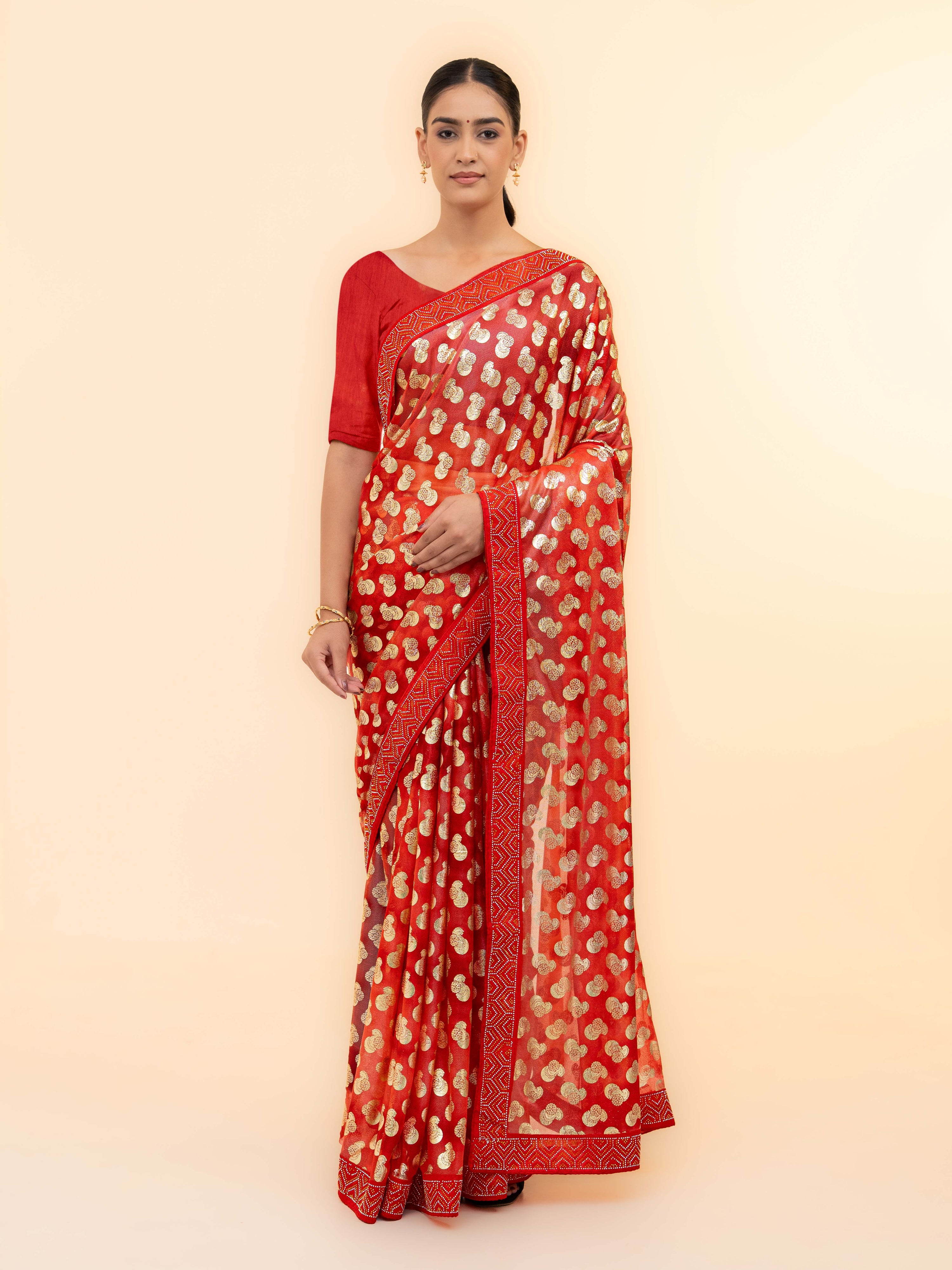 Red Lycra Saree