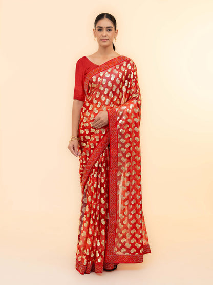 Red Lycra Saree