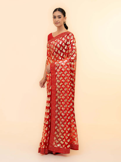 Red Lycra Saree
