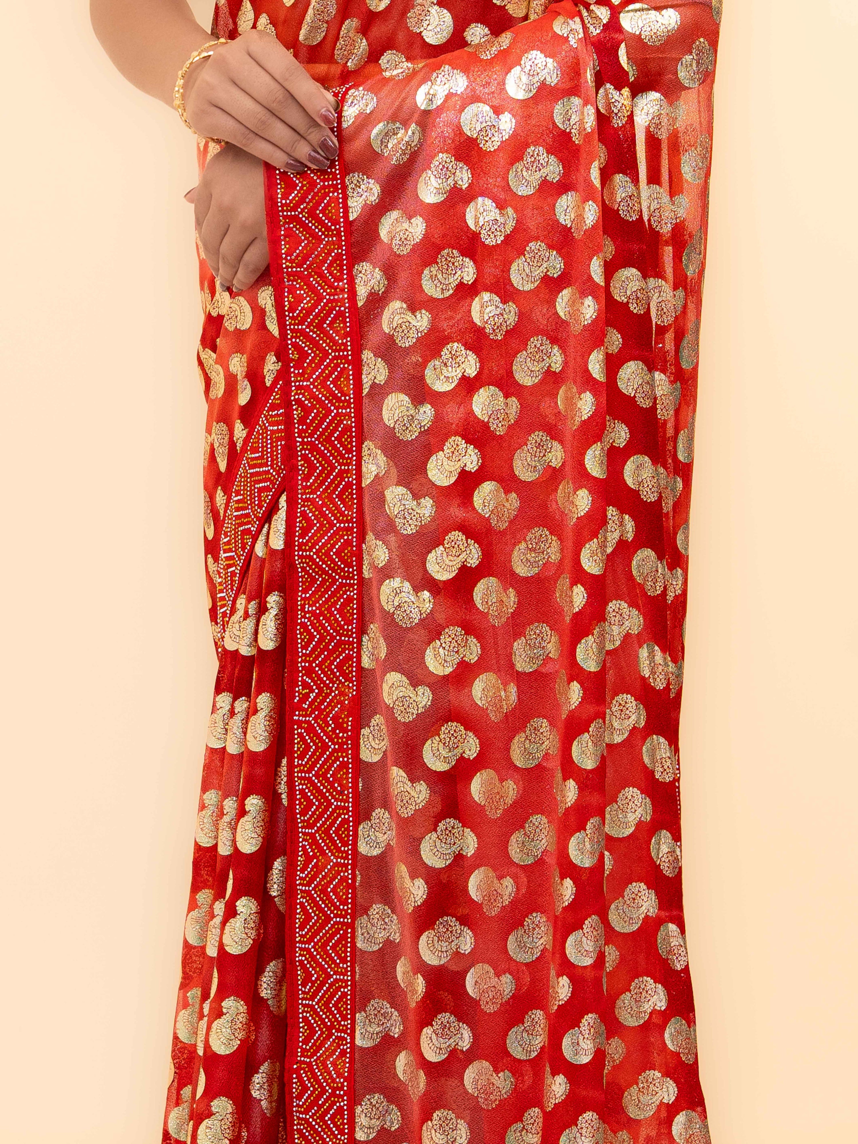 Red Lycra Saree