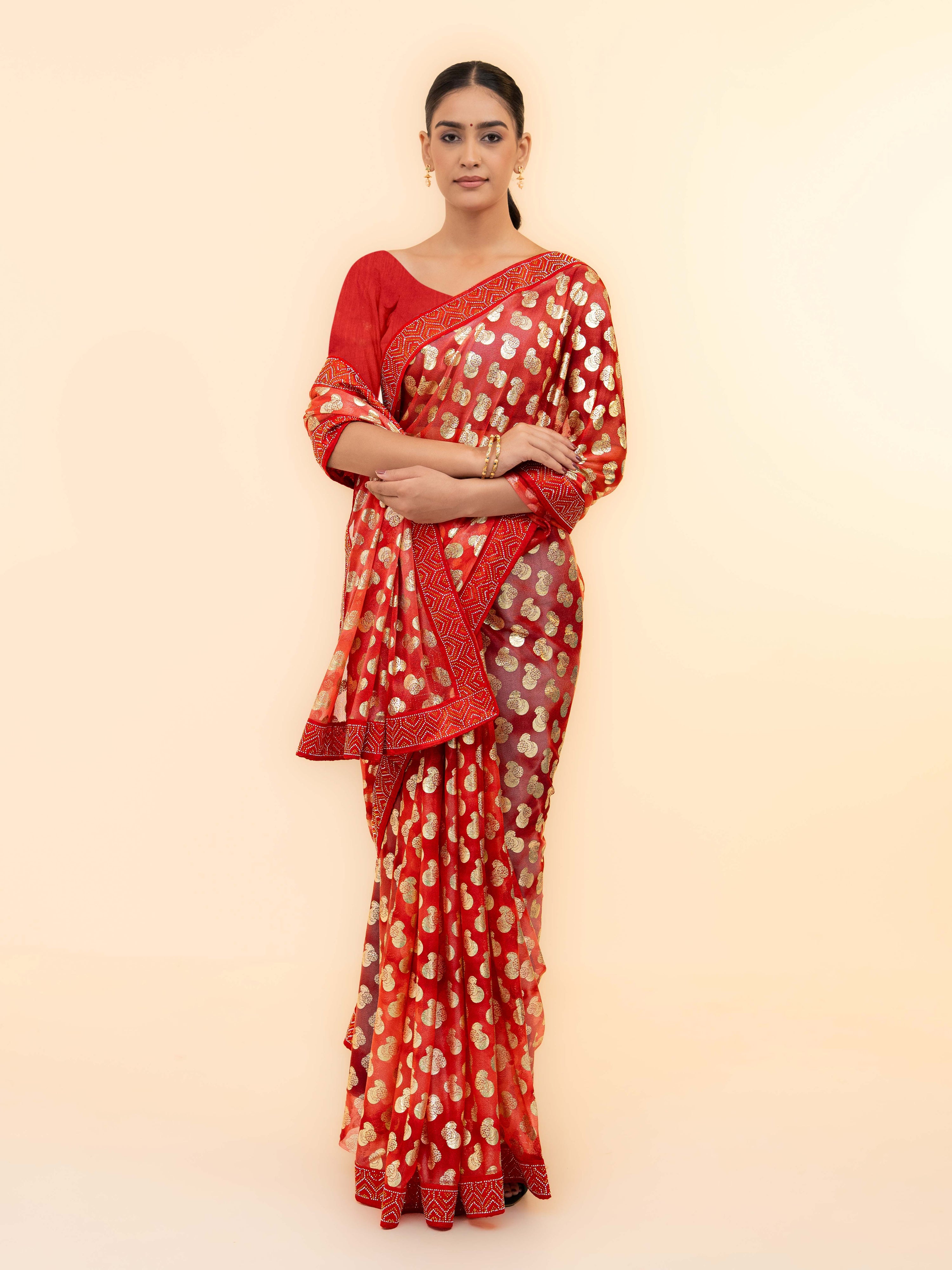 Red Lycra Saree