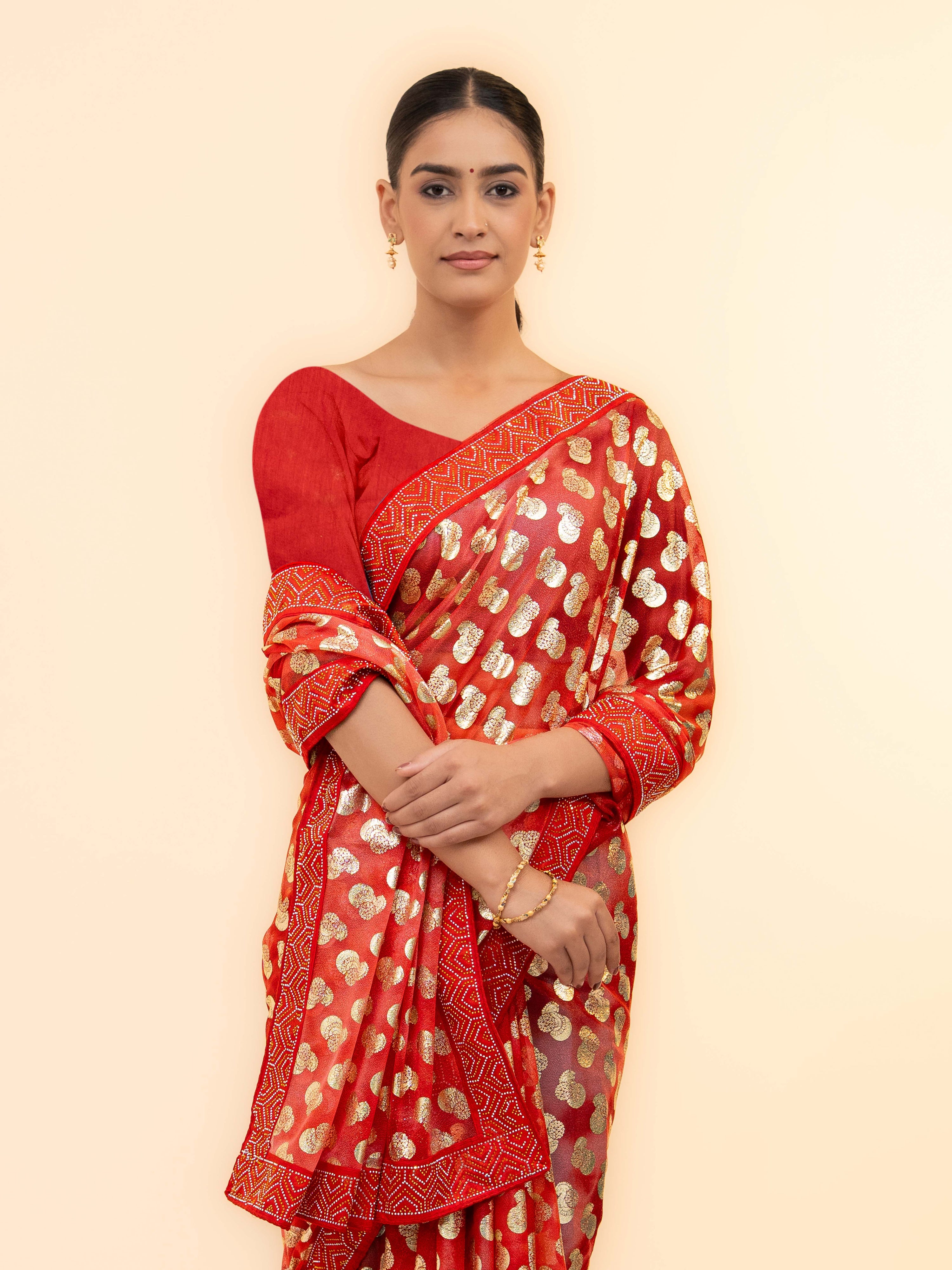 Red Lycra Saree