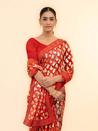 Red Lycra Saree