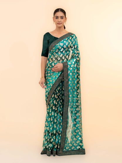 Teal Green Lycra Saree