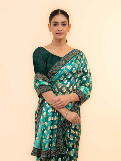 Teal Green Lycra Saree