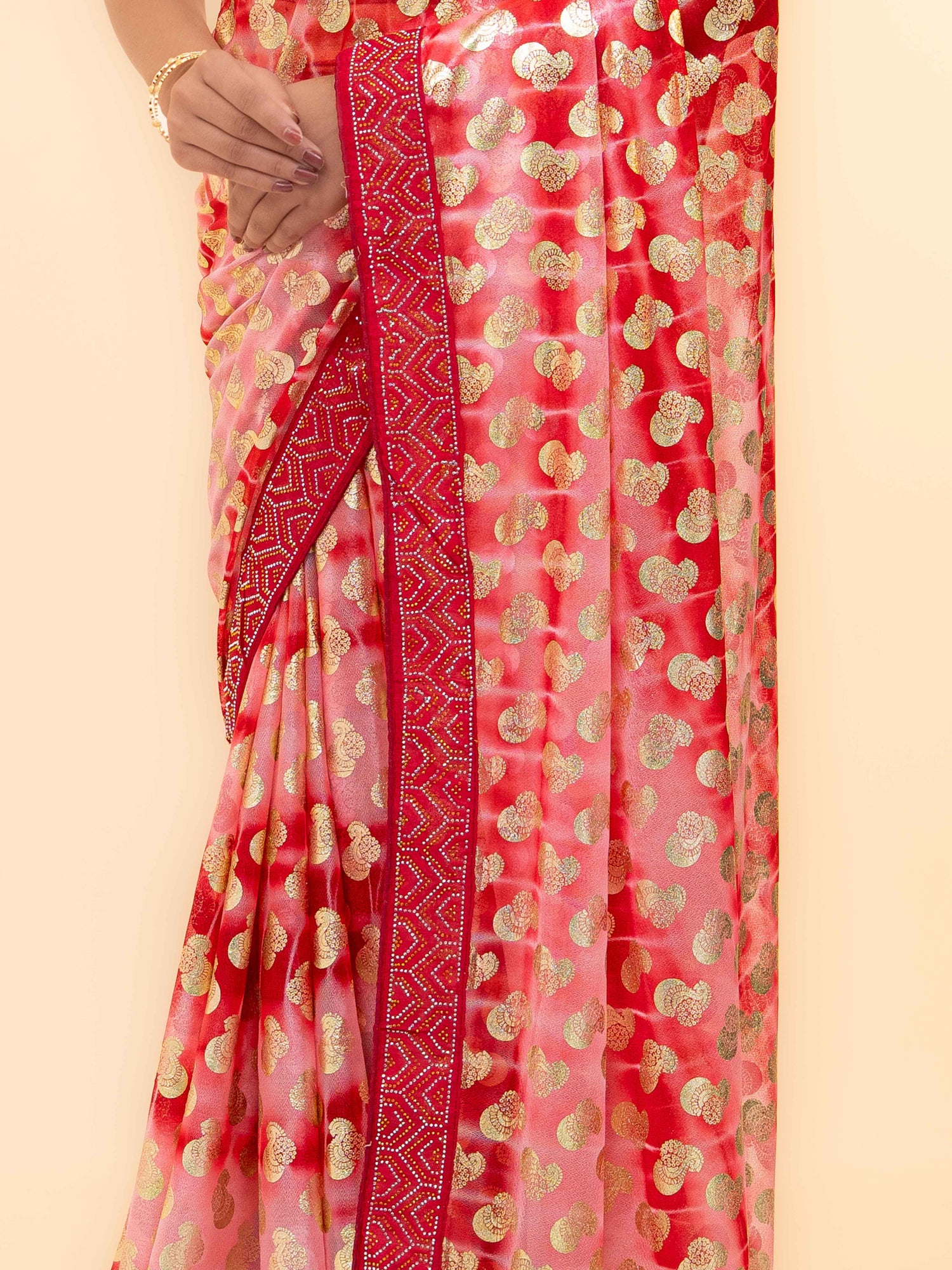 Pink Lycra Saree