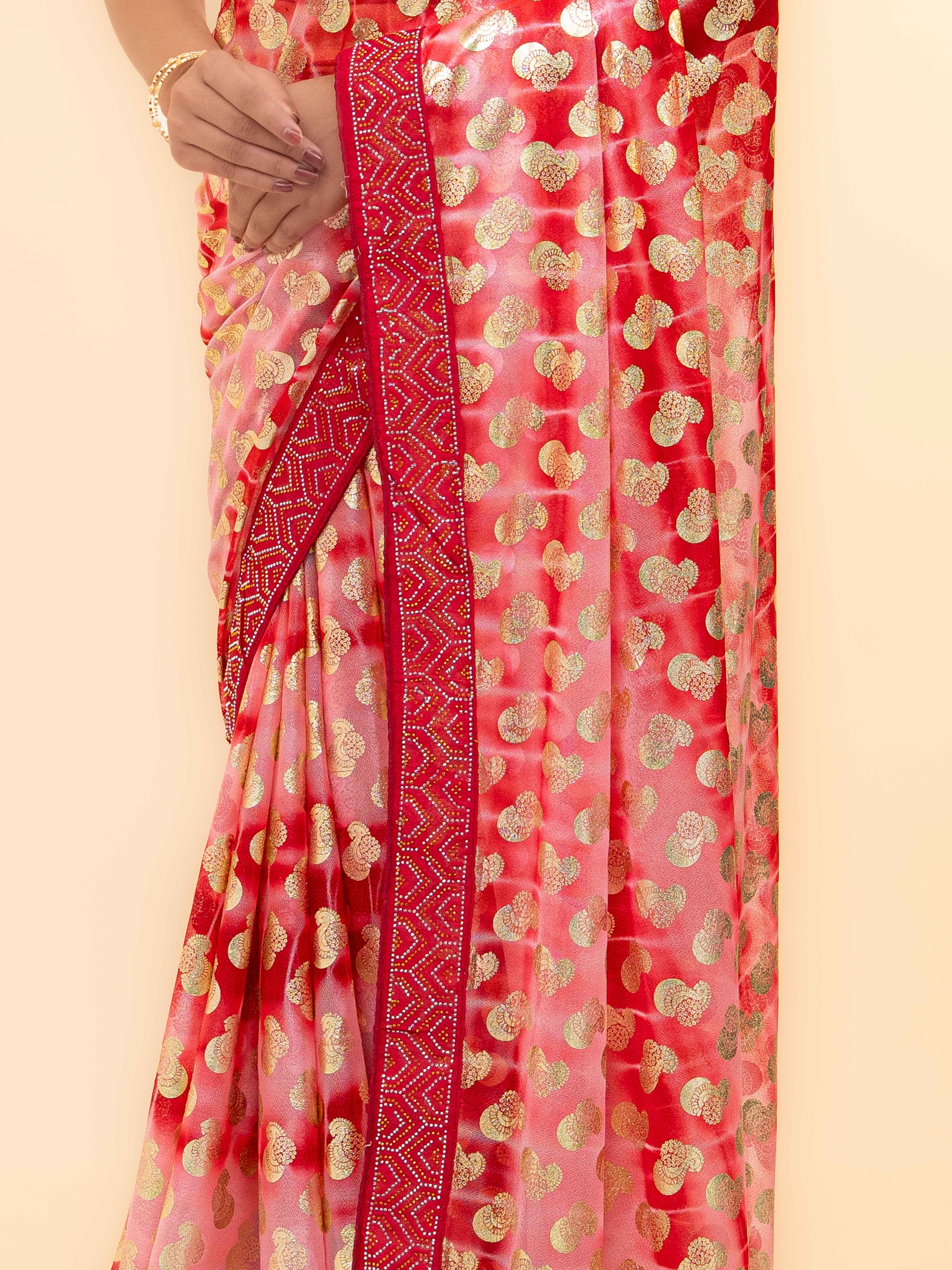 Pink Lycra Saree