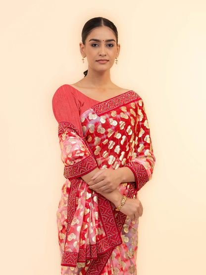Pink Lycra Saree
