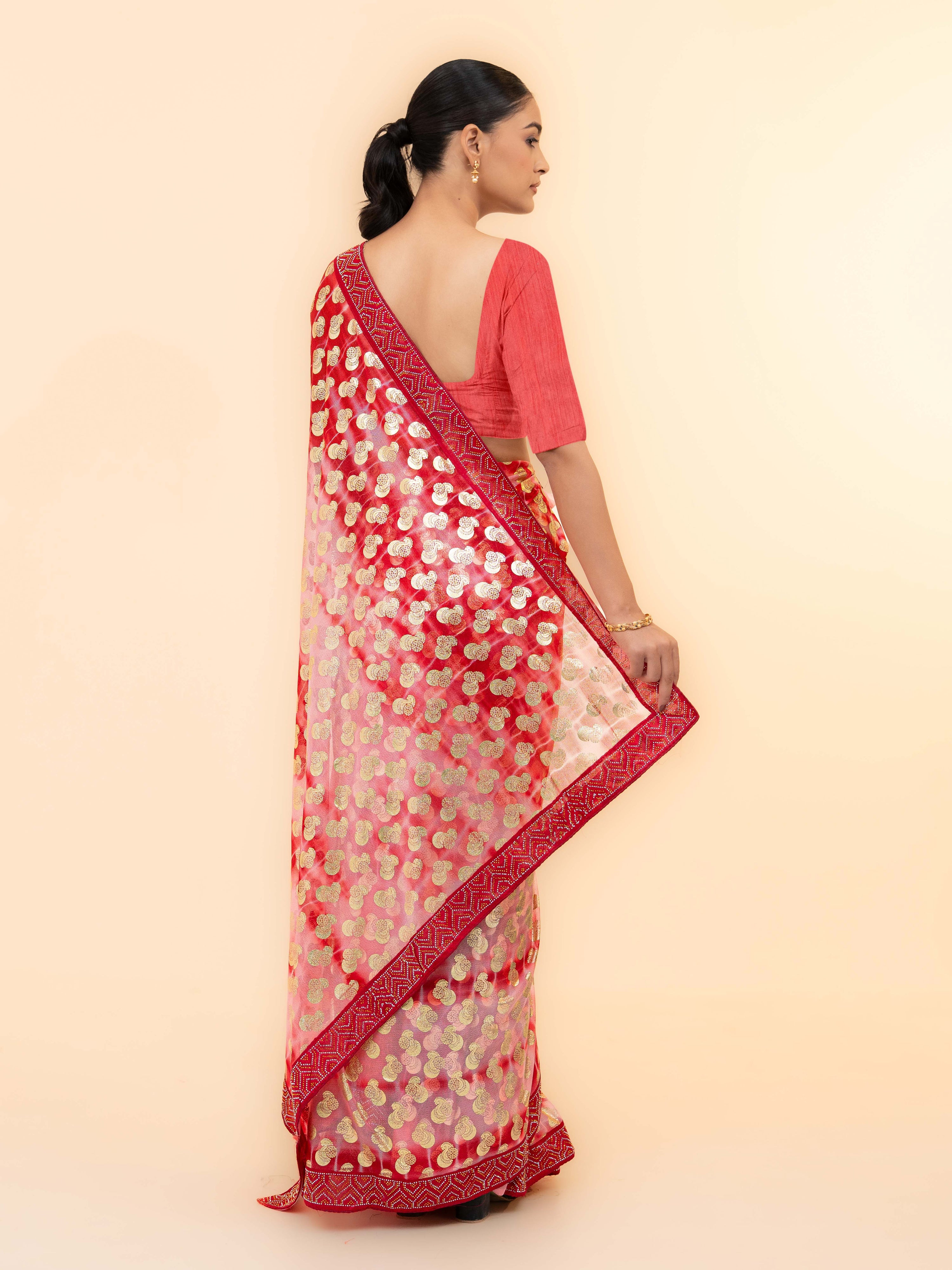 Pink Lycra Saree