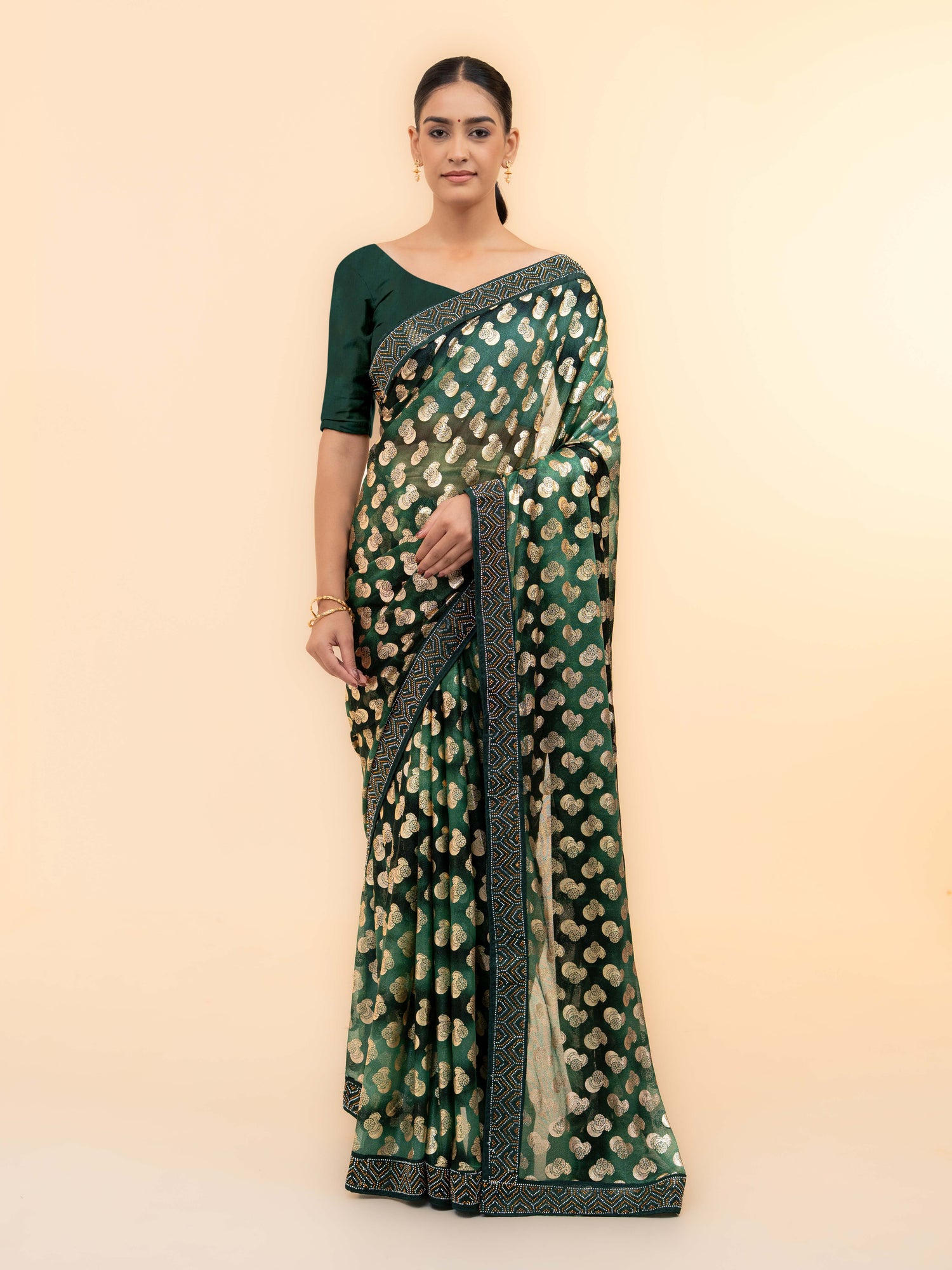 Dark Green Lycra Saree