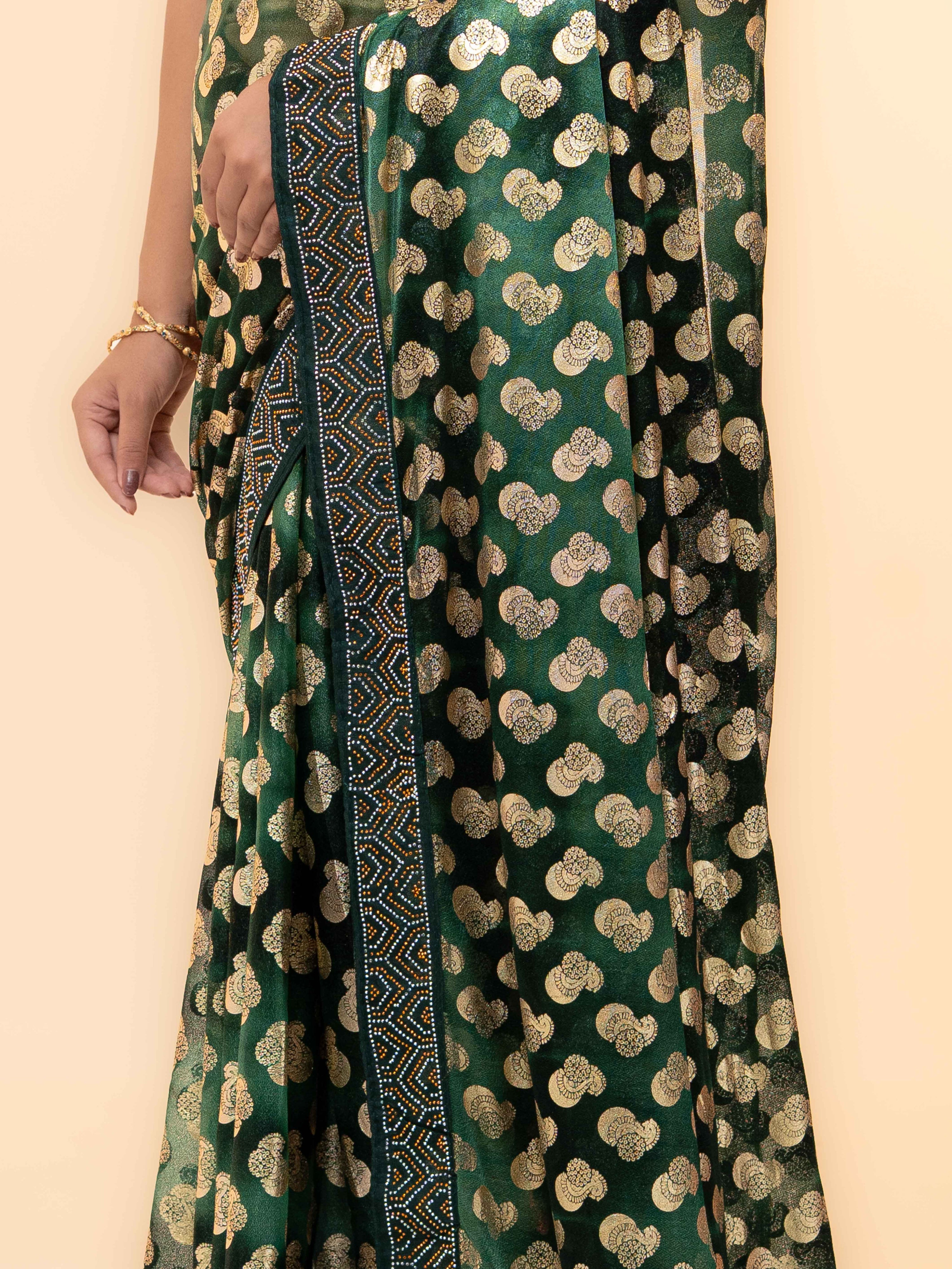 Dark Green Lycra Saree