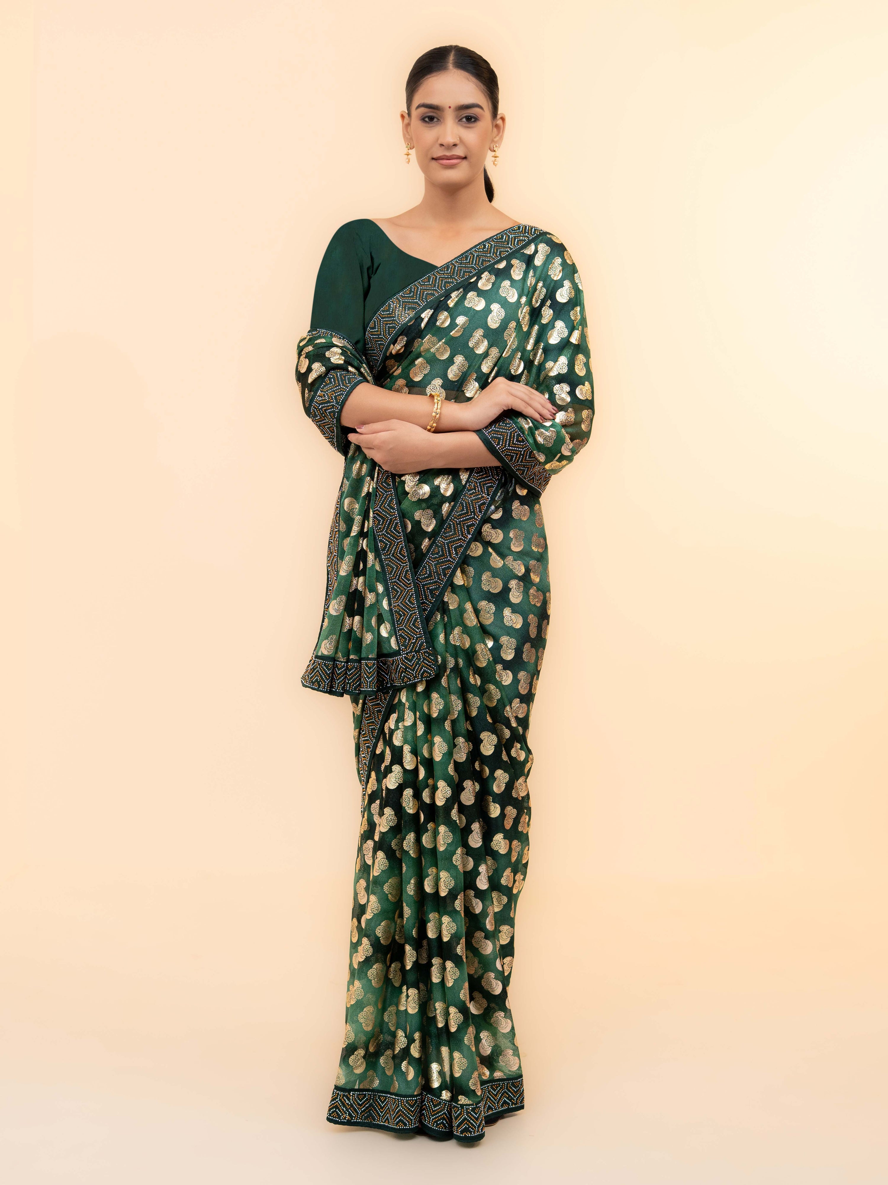 Dark Green Lycra Saree