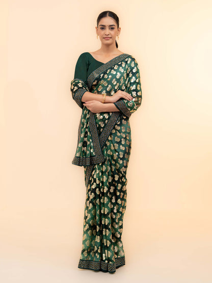 Dark Green Lycra Saree
