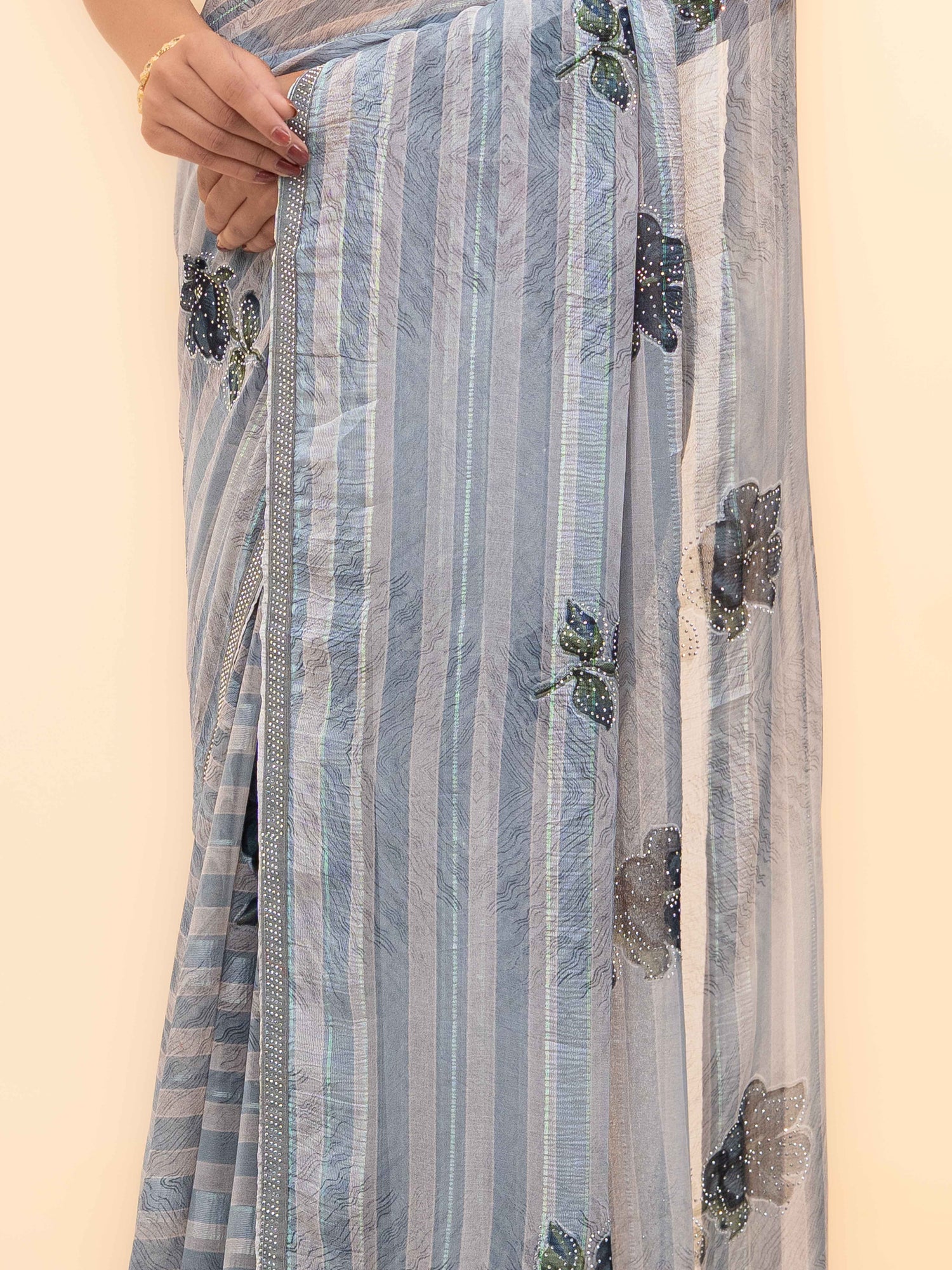 Grey Soft Georgette Saree