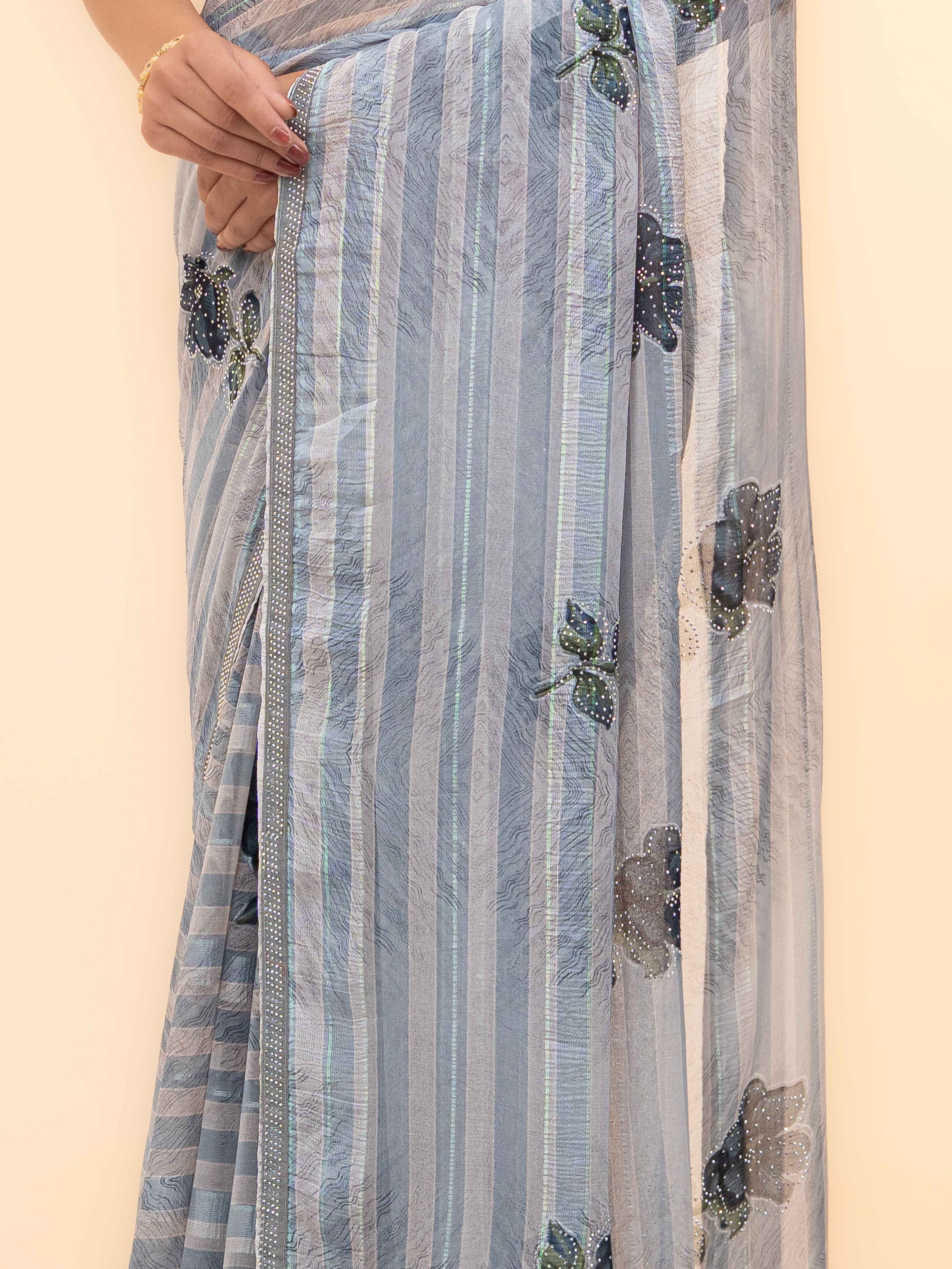 Grey Soft Georgette Saree