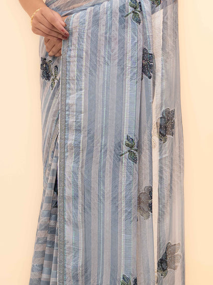 Grey Soft Georgette Saree
