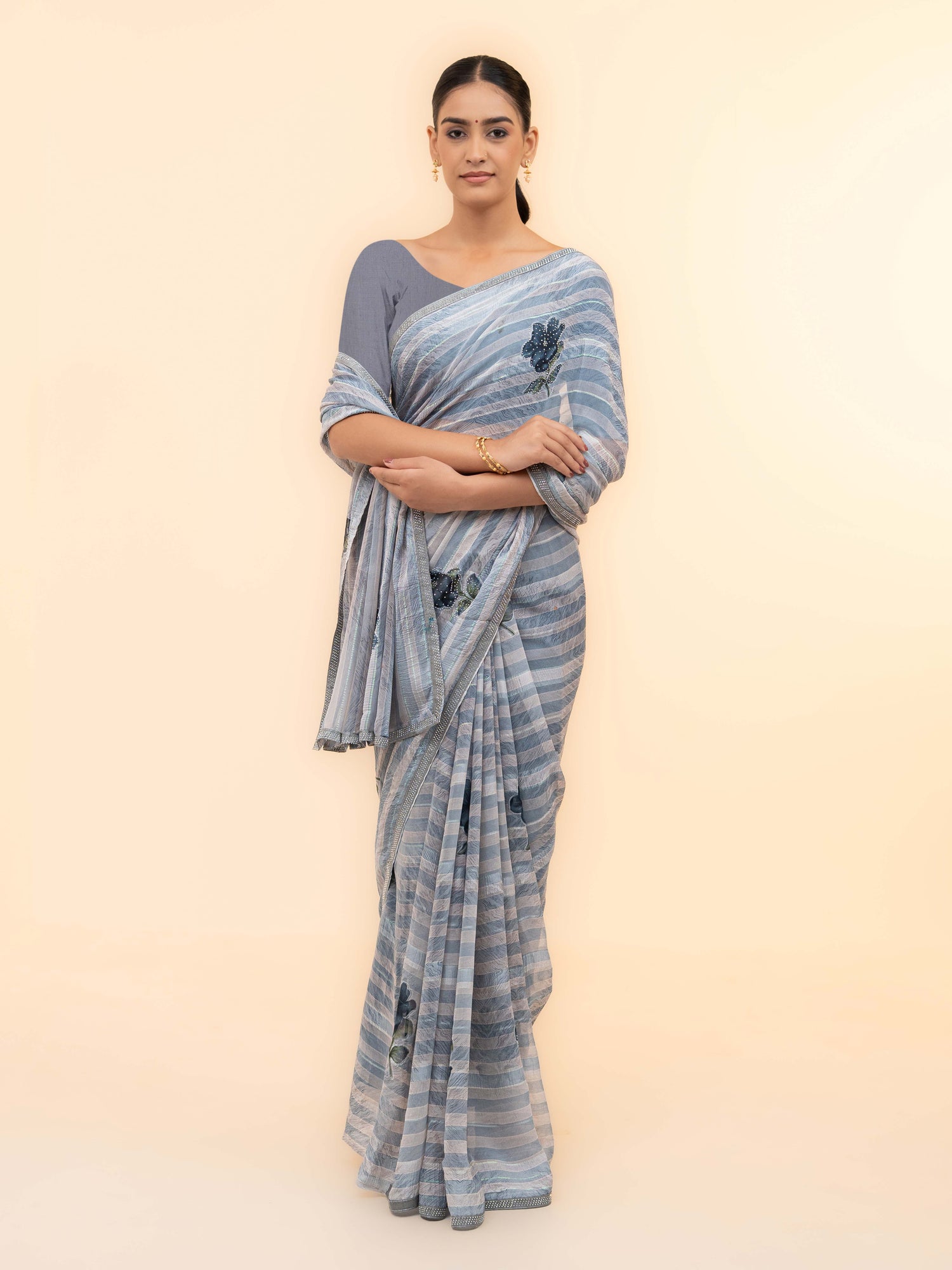 Grey Soft Georgette Saree