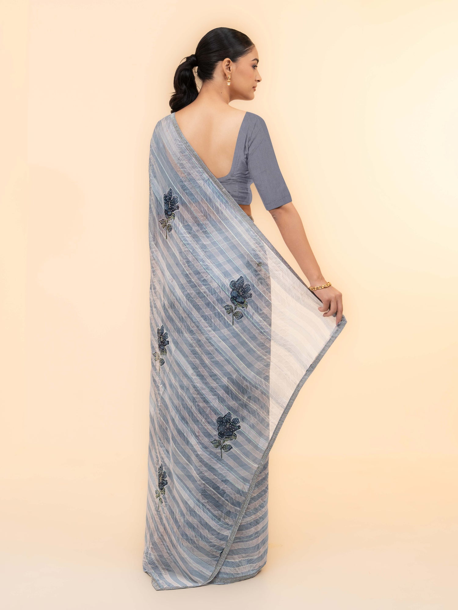 Grey Soft Georgette Saree