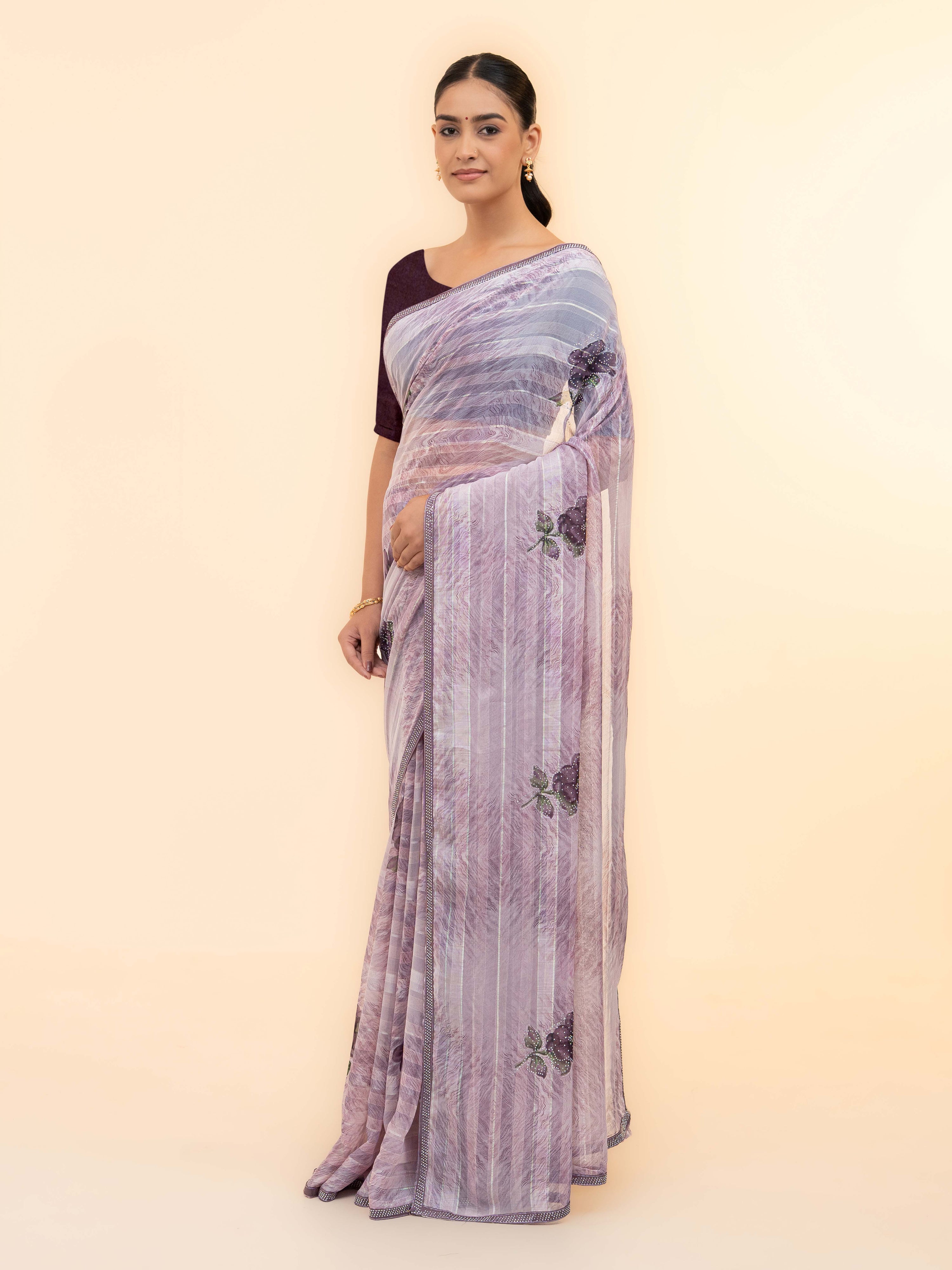 Light Purple Soft Georgette Saree