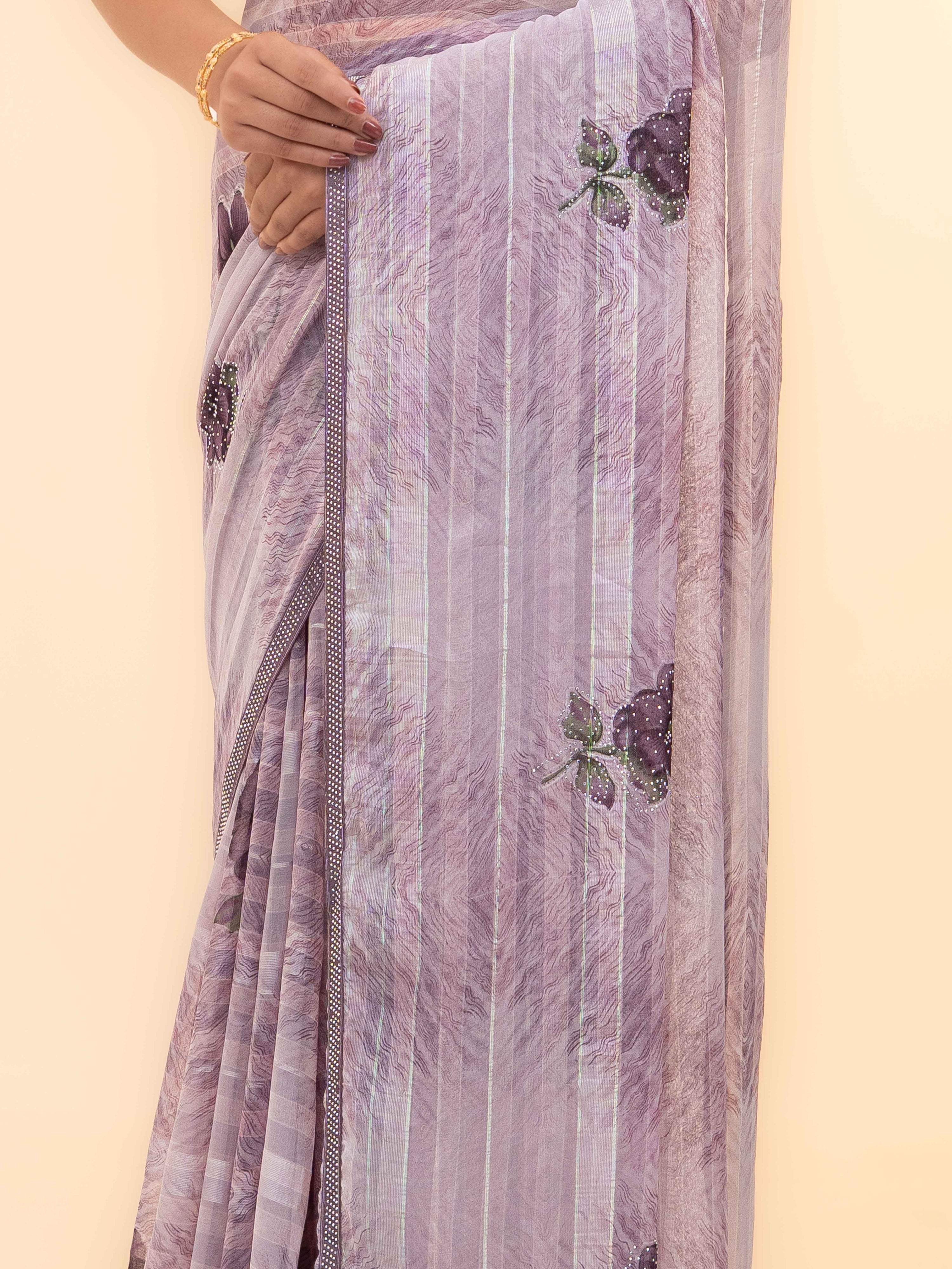 Light Purple Soft Georgette Saree