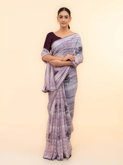 Light Purple Soft Georgette Saree