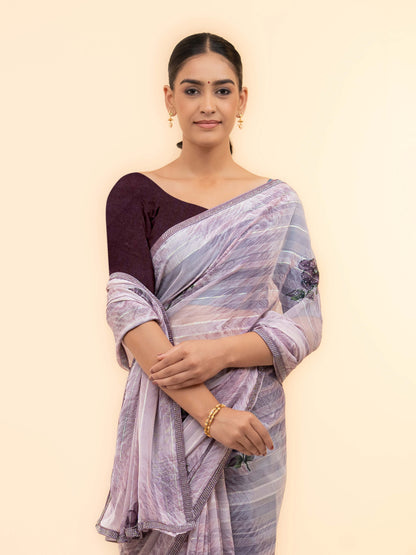 Light Purple Soft Georgette Saree