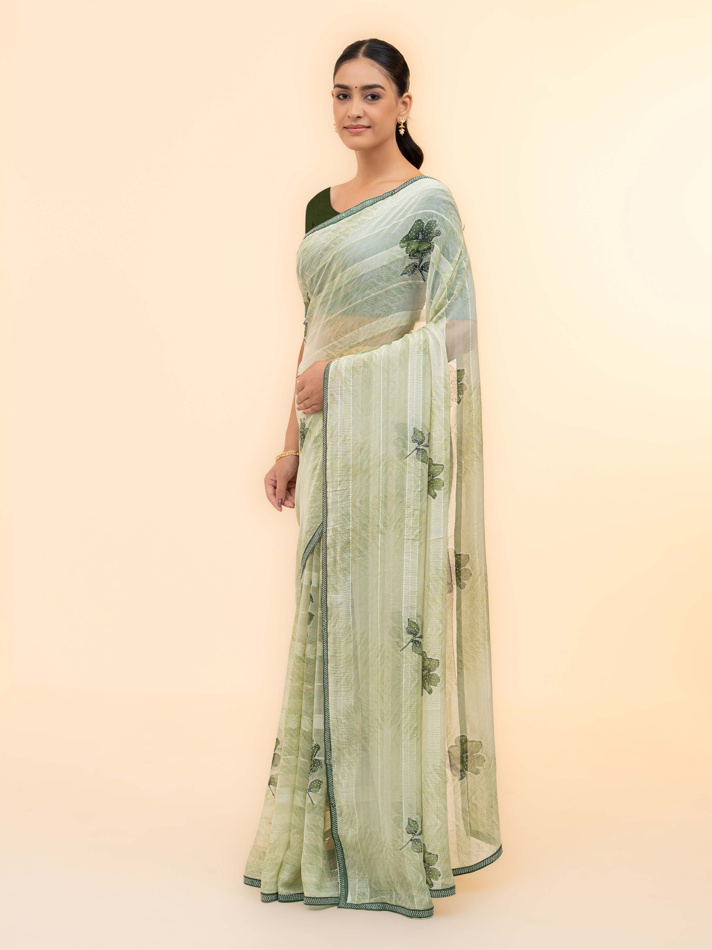 Light Green Soft Georgette Saree