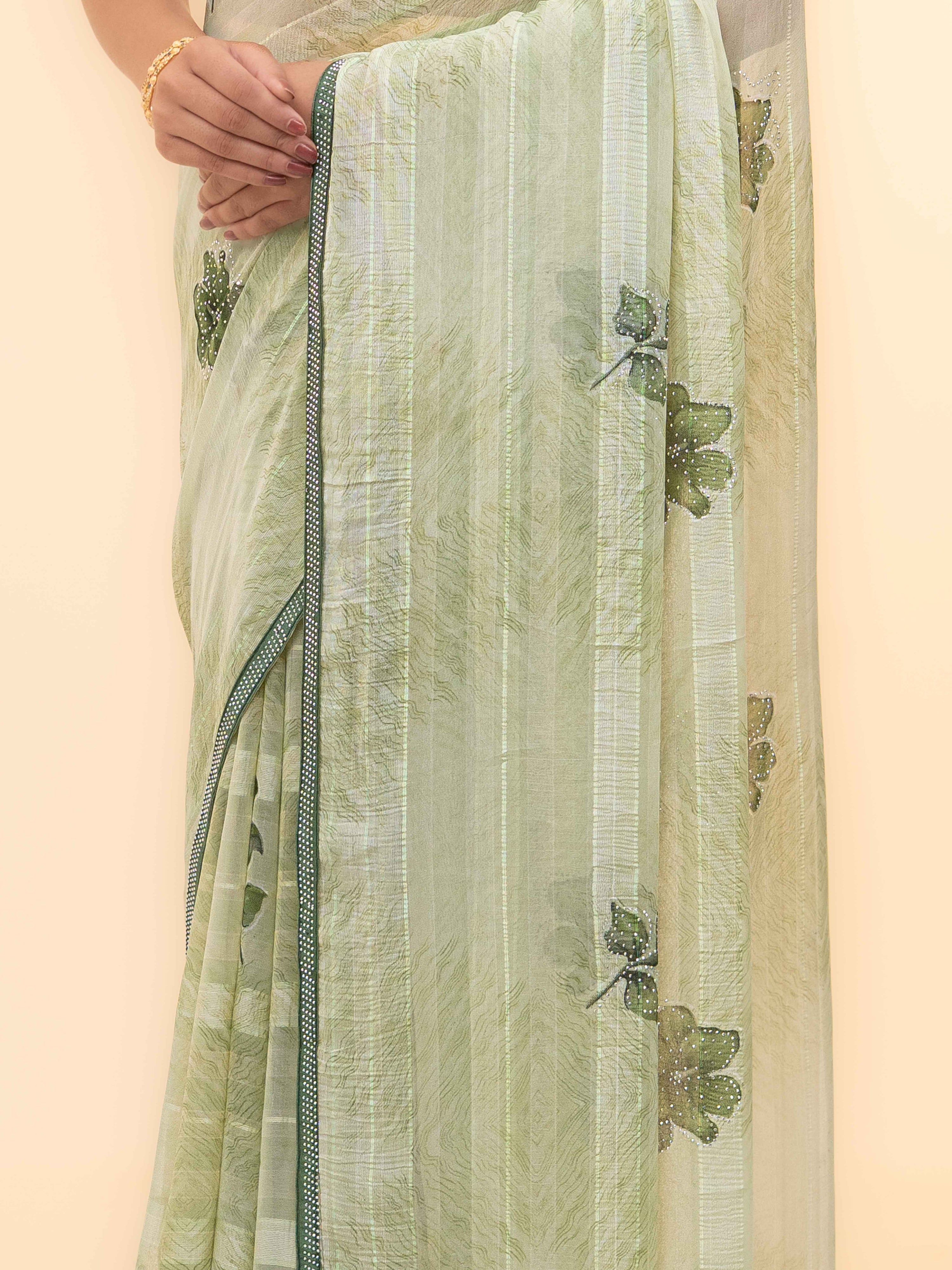 Light Green Soft Georgette Saree