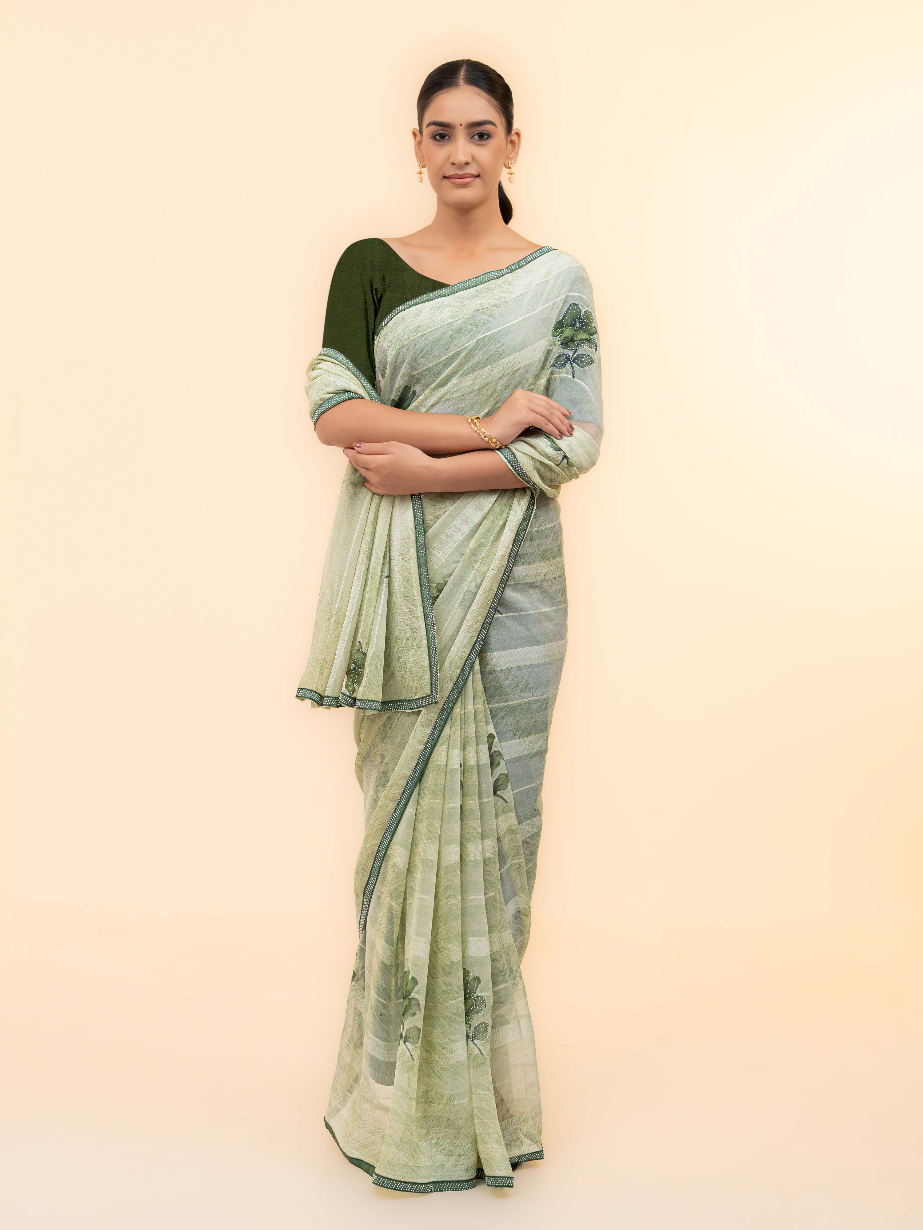 Light Green Soft Georgette Saree