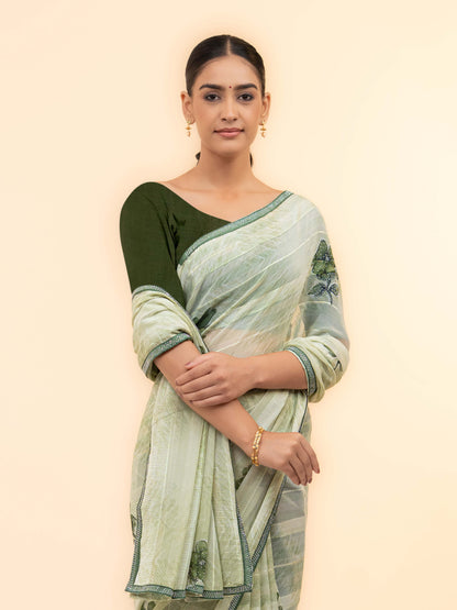 Light Green Soft Georgette Saree