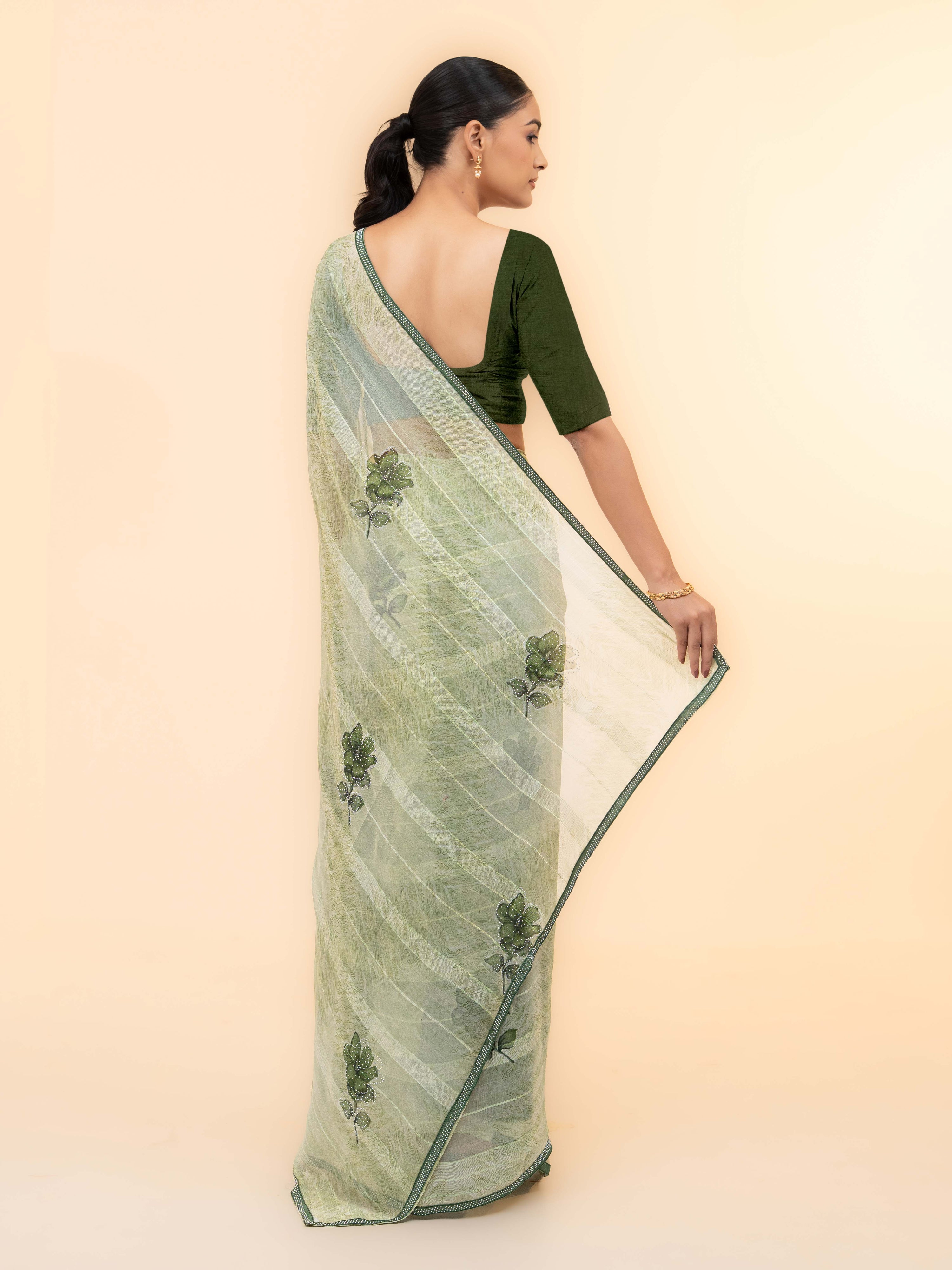 Light Green Soft Georgette Saree