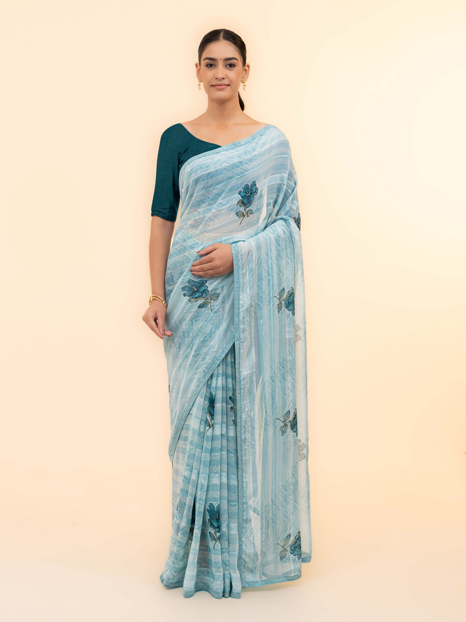 Sky Blue Soft Georgette Saree