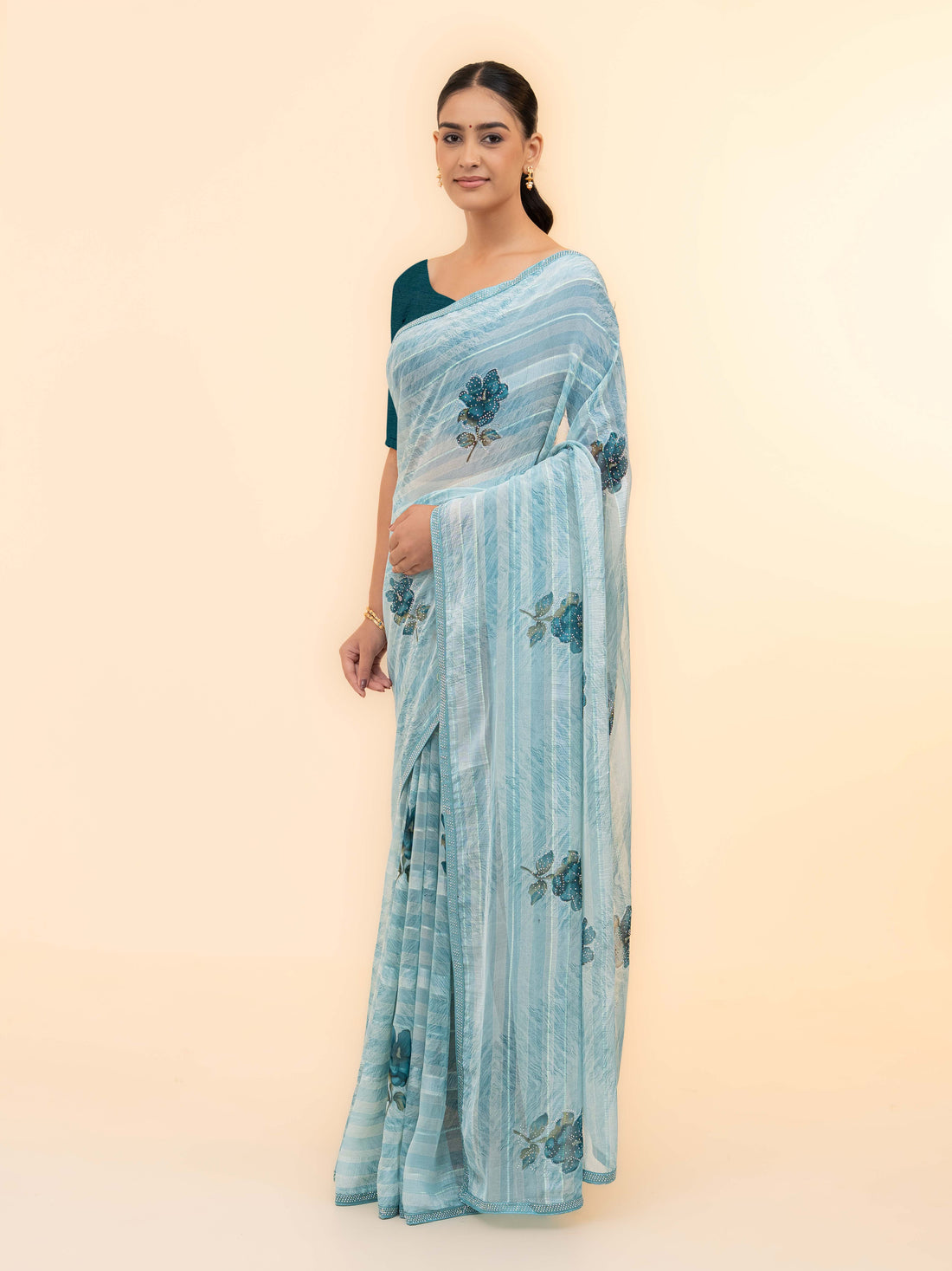 Sky Blue Soft Georgette Saree