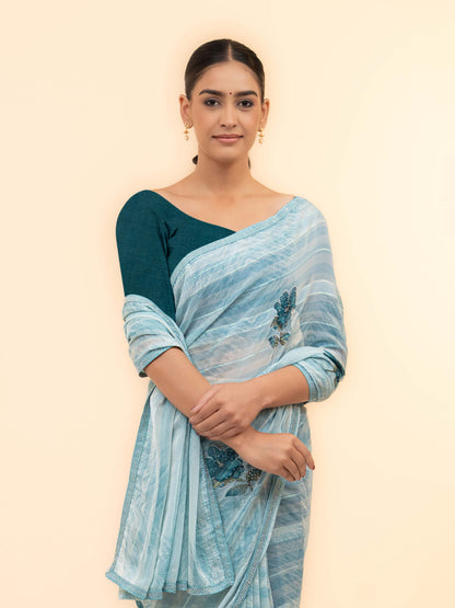 Sky Blue Soft Georgette Saree