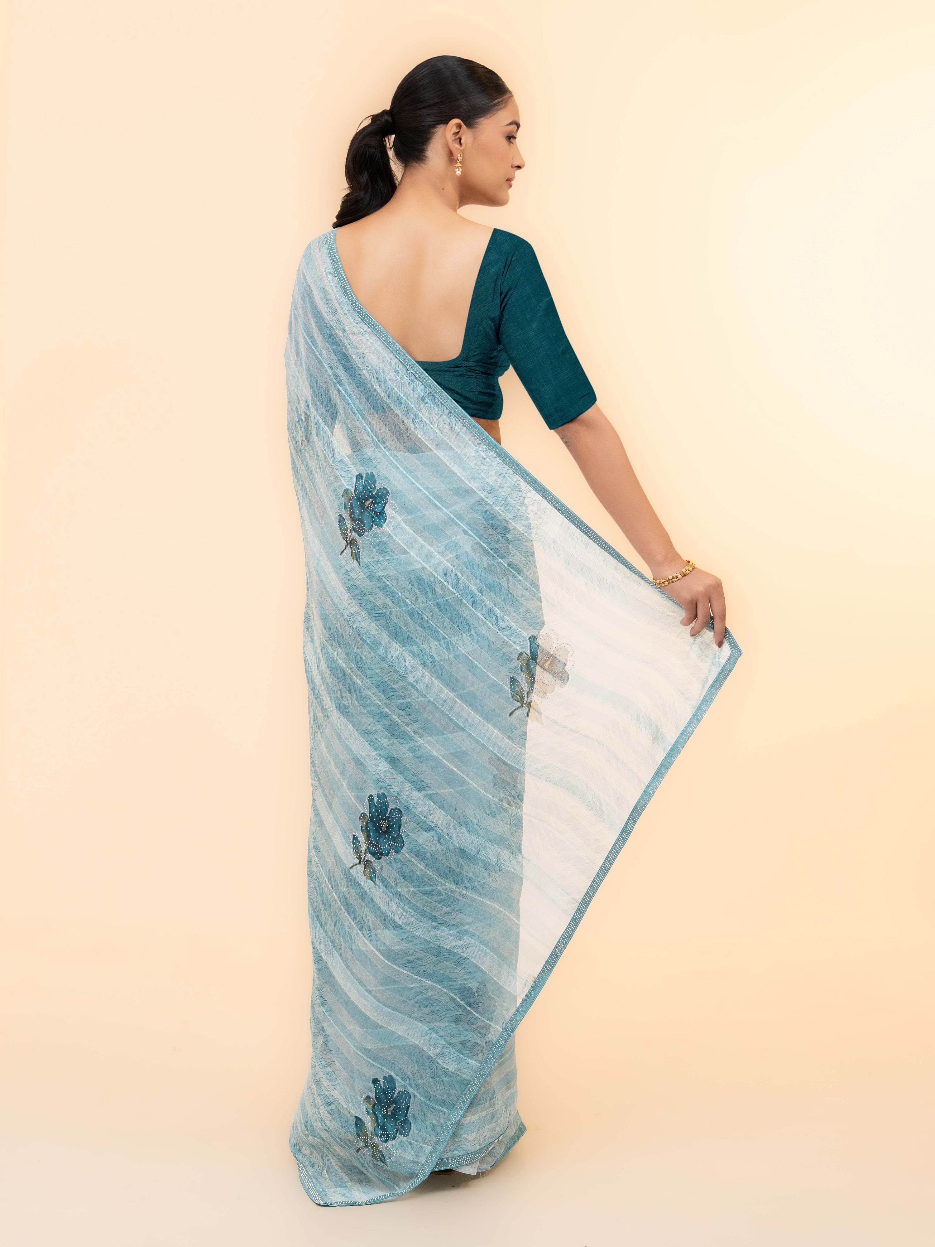 Sky Blue Soft Georgette Saree