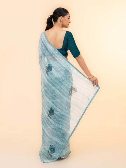 Sky Blue Soft Georgette Saree