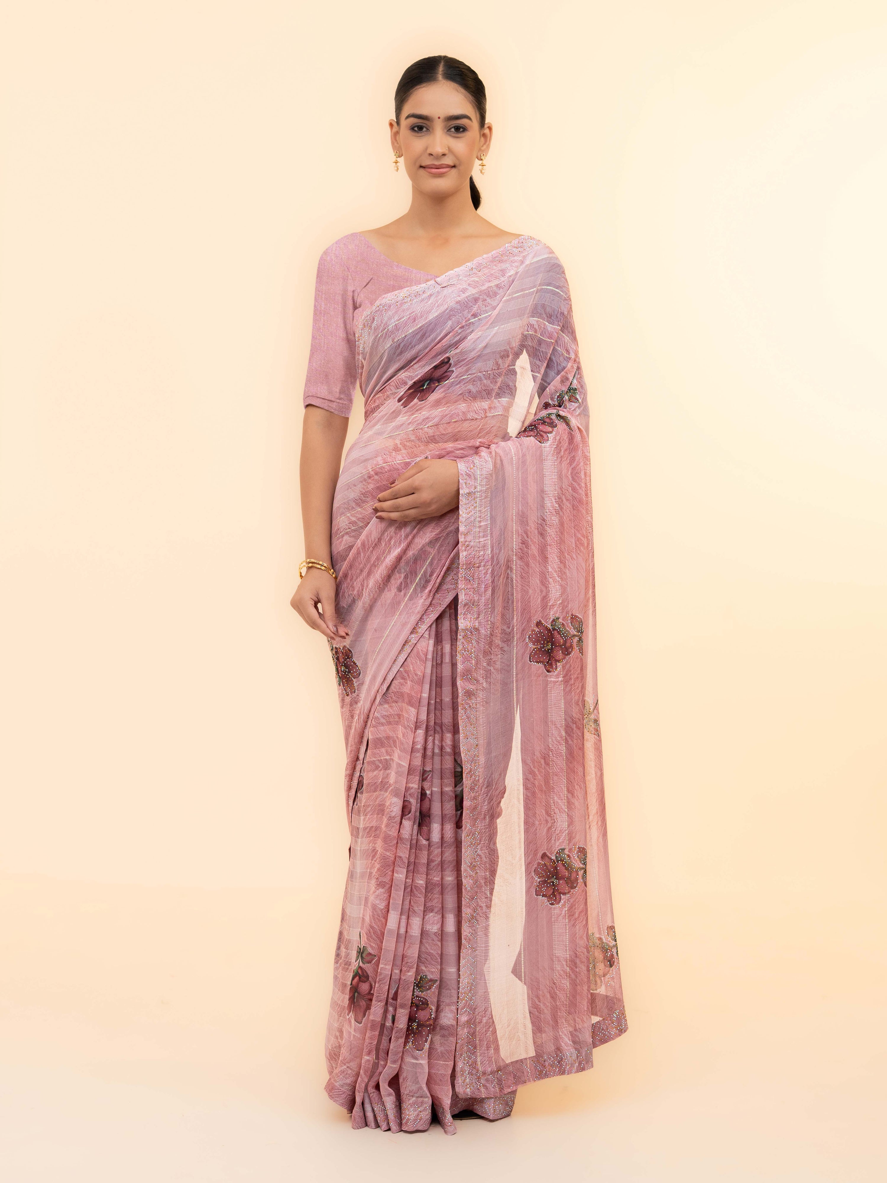 Pink Soft Georgette Saree