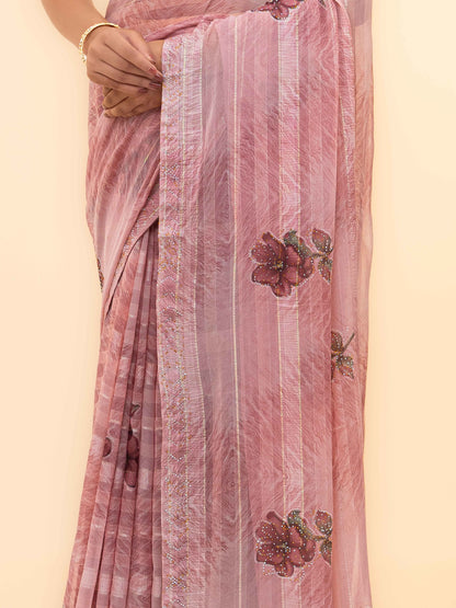Light Pink Soft Georgette Saree